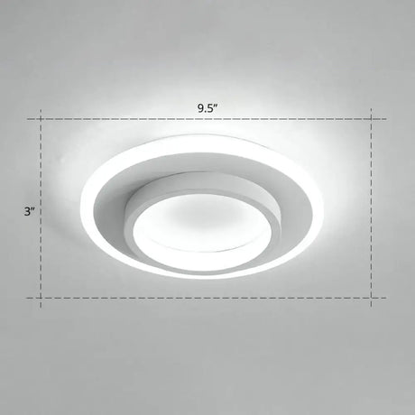 Minimalist Geometric Flushmount Ceiling Lamp - Sleek Metal Corridor Light White / Round
