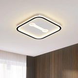 Minimalist Geometric Led Bedroom Flush Mount Light Fixture Black - White / White Square