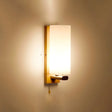 Minimalist Geometric Stairs Wall Sconce - Cream Glass Single Flush Light In Wood / With Switch
