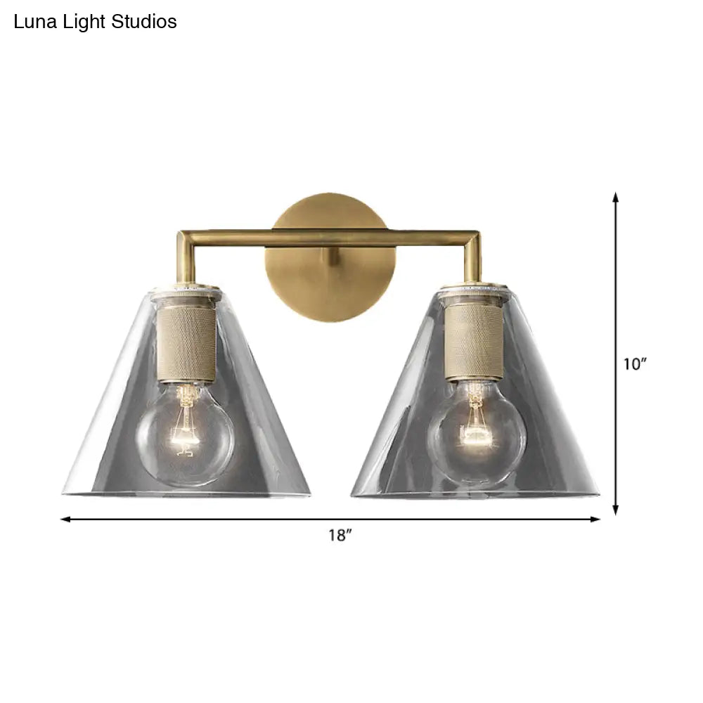 Minimalist Glass Cone Wall Sconce 1/2 Lights Black/Brass Bedside Lighting