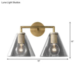 Minimalist Glass Cone Wall Sconce 1/2 Lights Black/Brass Bedside Lighting