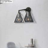 Minimalist Glass Cone Wall Sconce 1/2 Lights Black/Brass Bedside Lighting