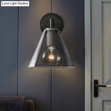 Minimalist Glass Cone Wall Sconce 1/2 Lights Black/Brass Bedside Lighting