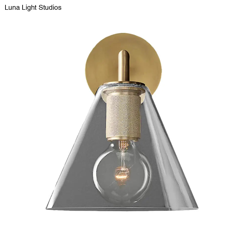 Minimalist Glass Cone Wall Sconce 1/2 Lights Black/Brass Bedside Lighting