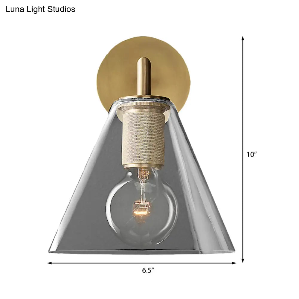 Minimalist Glass Cone Wall Sconce 1/2 Lights Black/Brass Bedside Lighting
