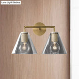 Minimalist Glass Cone Wall Sconce 1/2 Lights Black/Brass Bedside Lighting