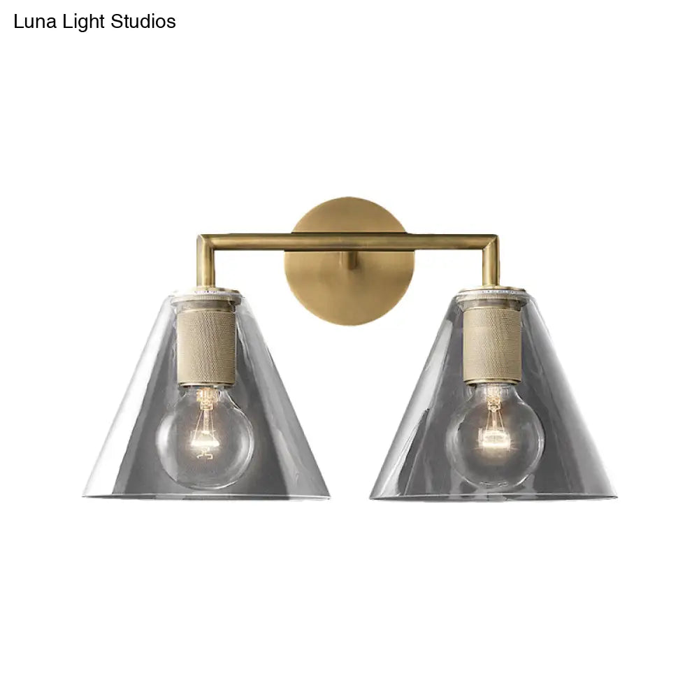 Minimalist Glass Cone Wall Sconce 1/2 Lights Black/Brass Bedside Lighting
