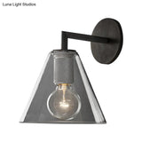 Minimalist Glass Cone Wall Sconce 1/2 Lights Black/Brass Bedside Lighting