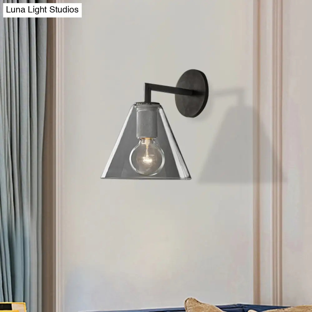 Minimalist Glass Cone Wall Sconce 1/2 Lights Black/Brass Bedside Lighting