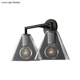 Minimalist Glass Cone Wall Sconce 1/2 Lights Black/Brass Bedside Lighting