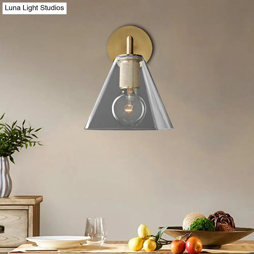 Minimalist Glass Cone Wall Sconce 1/2 Lights Black/Brass Bedside Lighting