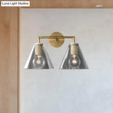 Minimalist Glass Cone Wall Sconce 1/2 Lights Black/Brass Bedside Lighting