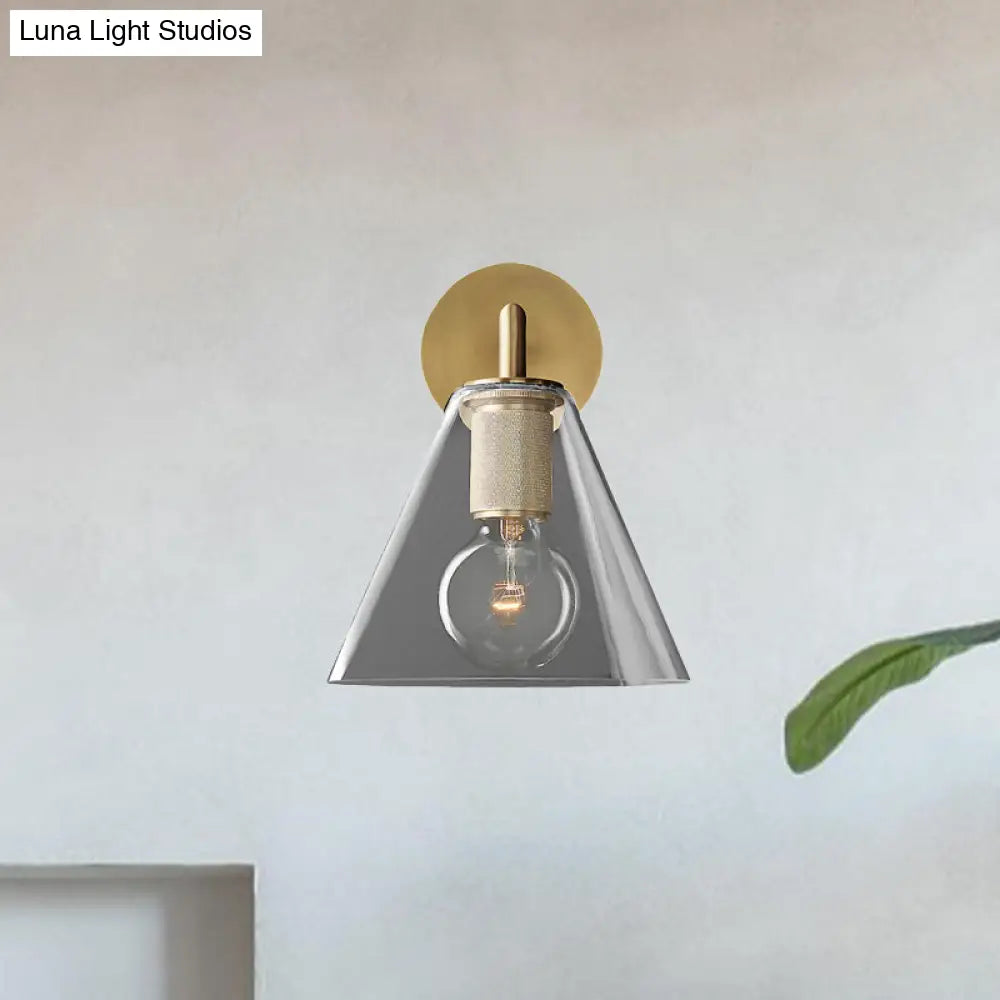 Minimalist Glass Cone Wall Sconce 1/2 Lights Black/Brass Bedside Lighting