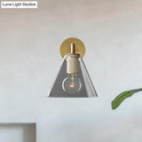 Minimalist Glass Cone Wall Sconce 1/2 Lights Black/Brass Bedside Lighting