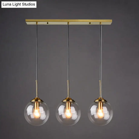 Minimalist Glass Globe Hanging Ceiling Pendant Light Set Of 3 For Restaurants