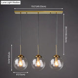 Minimalist Glass Globe Hanging Ceiling Pendant Light Set Of 3 For Restaurants