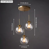 Minimalist Glass Globe Hanging Ceiling Pendant Light Set Of 3 For Restaurants