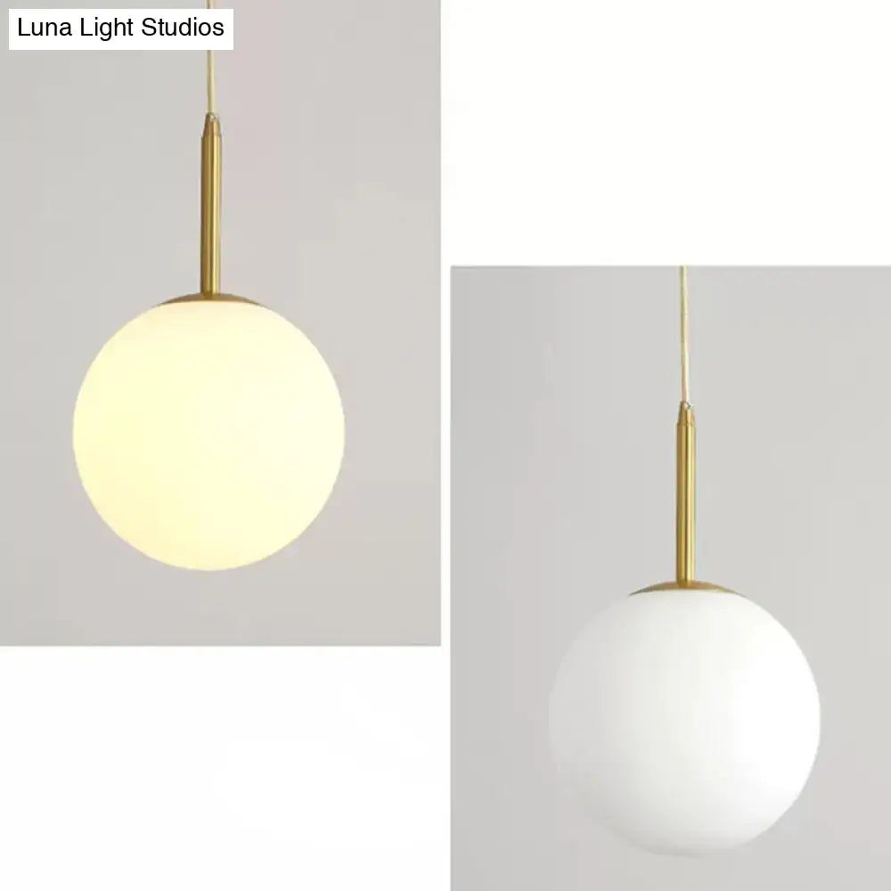 Minimalist Glass Pendant Light In White For Dining Room Table