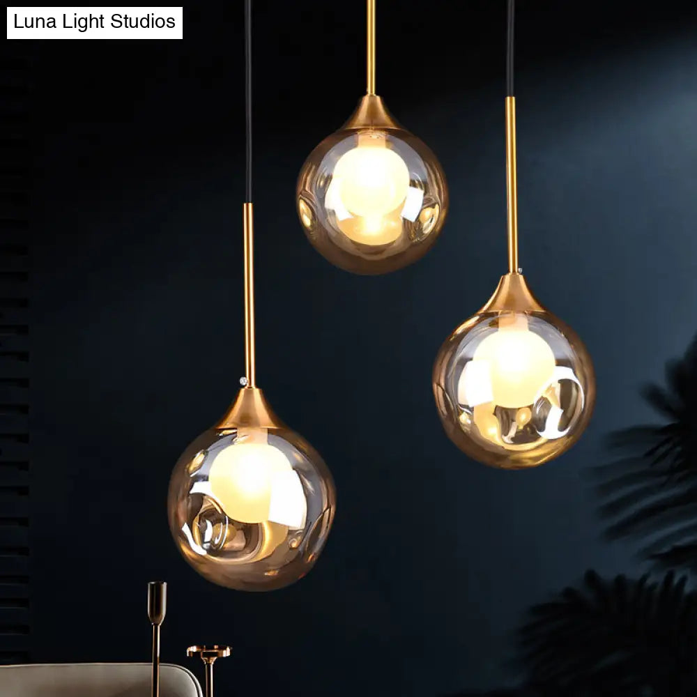 Minimalist Glass Pendant With 3-Head Down Lighting: Ideal For Dining Room And Multiple Hanging