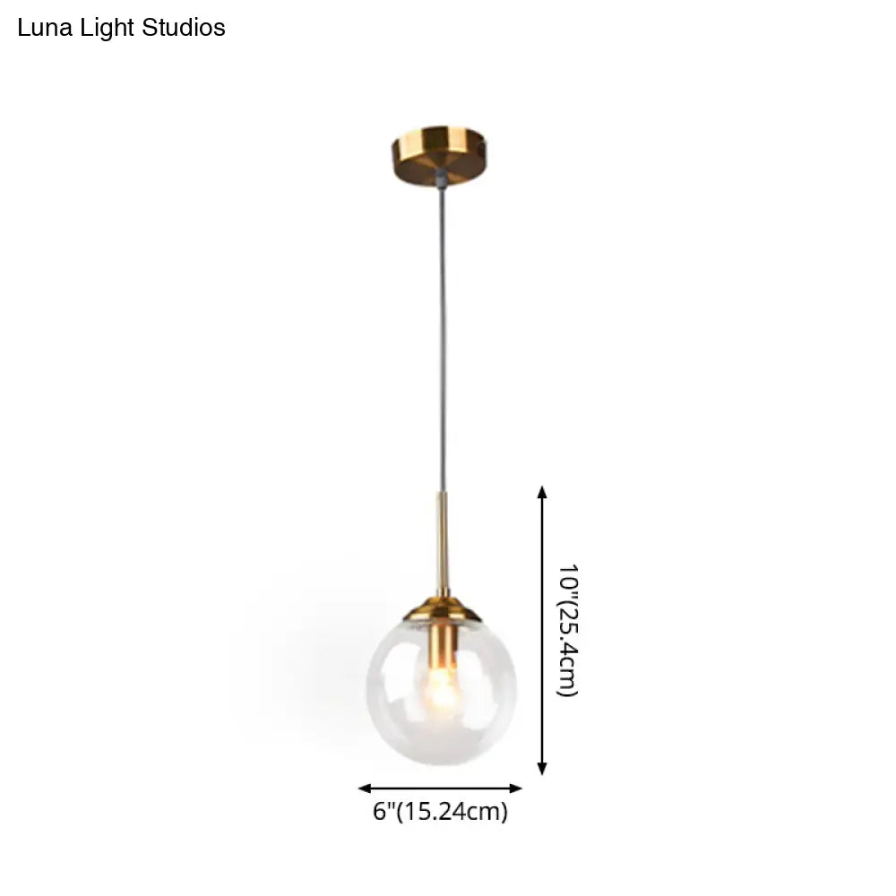 Minimalist Glass Sphere Pendant Light Fixture For Modern Indoor Ceiling Lighting
