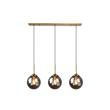 Minimalist Glass Sphere Pendant Light Fixture For Modern Indoor Ceiling Lighting Smoke Gray / Linear