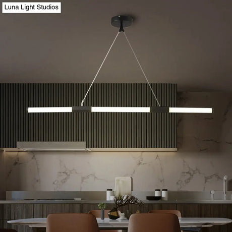 Minimalist Glass Tube Pendant Lamp With Frosted White Shade And Black Led For Offices