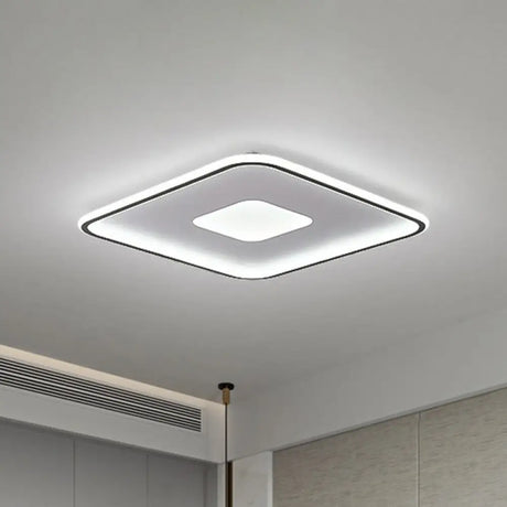 Minimalist Glow: Nordic Aluminum Rectangular Led Flush Ceiling Light For Contemporary Living Rooms
