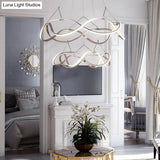 Minimalist Gold Aluminum Chandelier Pendant Light - Seamless Curve Design With Led Fixture