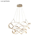 Minimalist Gold Aluminum Chandelier Pendant Light - Seamless Curve Design With Led Fixture