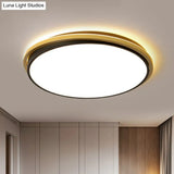 Minimalist Gold And Black Acrylic Round Led Flush Light For Bedroom Ceiling