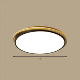 Minimalist Gold And Black Acrylic Round Led Flush Light For Bedroom Ceiling / 16’ Warm