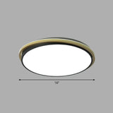 Minimalist Gold And Black Acrylic Round Led Flush Light For Bedroom Ceiling / 16’ White