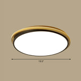 Minimalist Gold And Black Acrylic Round Led Flush Light For Bedroom Ceiling / 19.5’ Warm