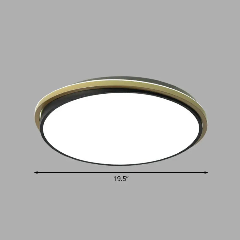 Minimalist Gold And Black Acrylic Round Led Flush Light For Bedroom Ceiling / 19.5’ White