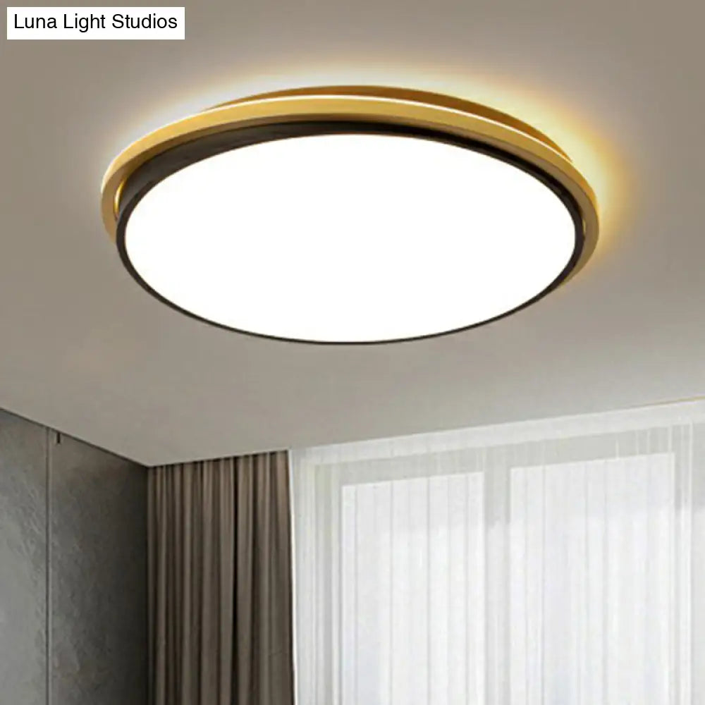 Minimalist Gold And Black Acrylic Round Led Flush Light For Bedroom Ceiling