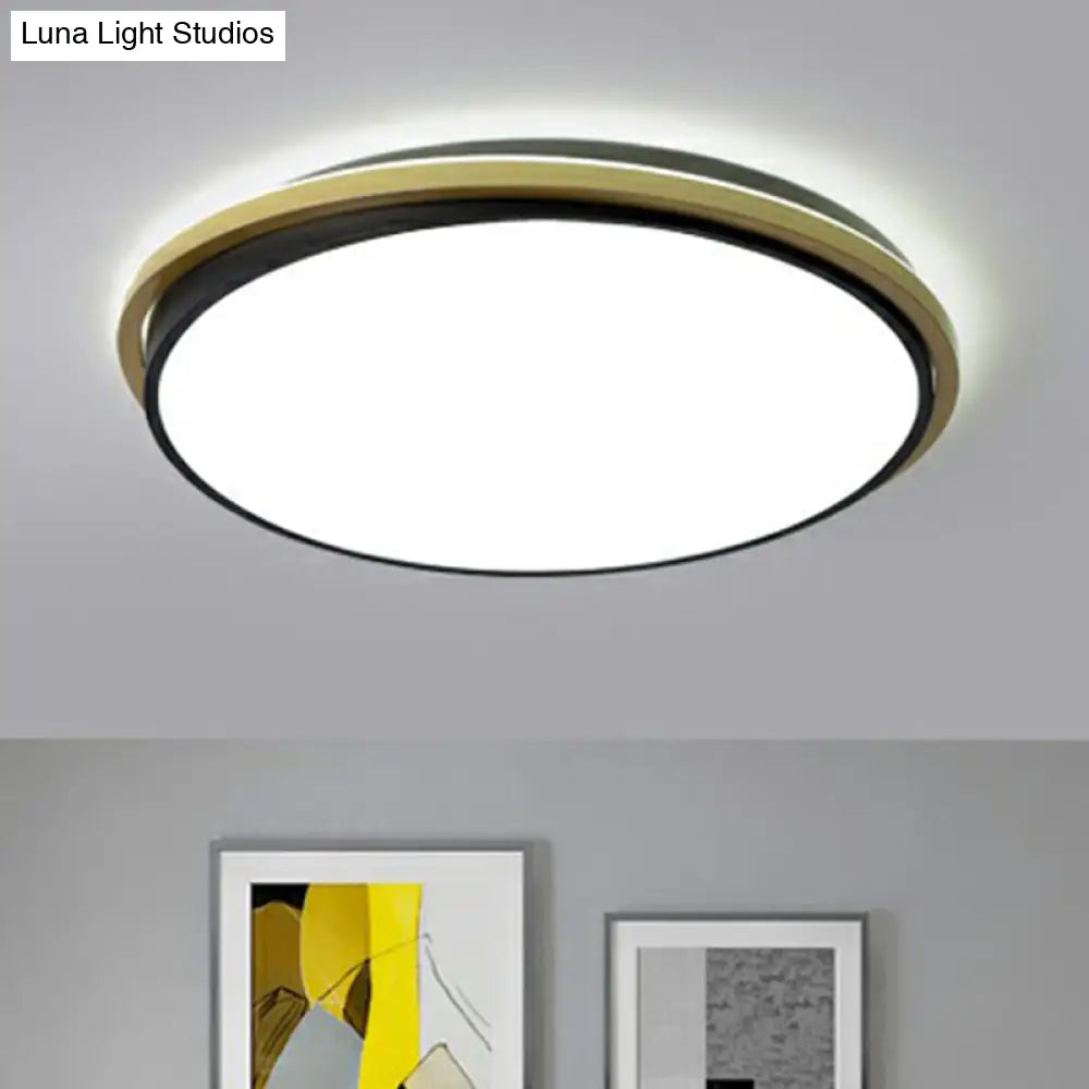 Minimalist Gold And Black Acrylic Round Led Flush Light For Bedroom Ceiling