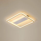 Minimalist Gold And White Flush Light For Bedroom With Square Acrylic Shade / 16.5’