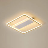 Minimalist Gold And White Flush Light For Bedroom With Square Acrylic Shade / 20.5’