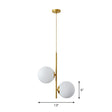 Minimalist Gold Finish Bedroom Chandelier With Opal Glass Globe Shade / Small