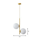 Minimalist Gold Finish Bedroom Chandelier With Opal Glass Globe Shade / Small