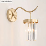 Minimalist Gold Finish Crystal Wall Lamp With Rectangular Tube Design
