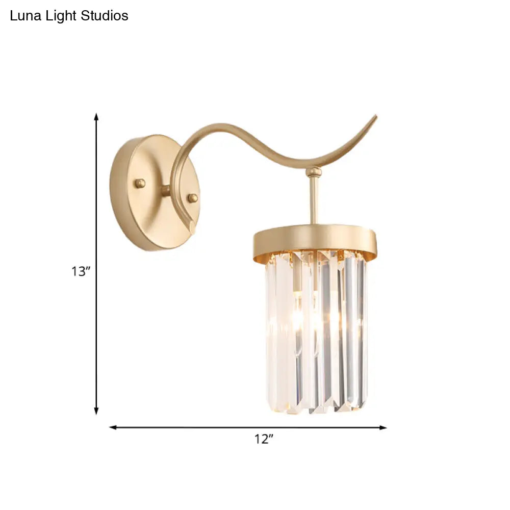 Minimalist Gold Finish Crystal Wall Lamp With Rectangular Tube Design