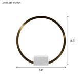 Minimalist Gold Hoop Led Table Lamp With Marble Block Pedestal