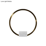 Minimalist Gold Hoop Led Table Lamp With Marble Block Pedestal