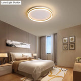 Minimalist Gold Led Ceiling Lamp - Acrylic Round Flush Light (16.5’/20.5’ Dia) With Remote