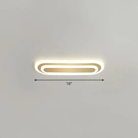 Minimalist Gold Led Ceiling Light For Bedroom - Acrylic Flush Mount Fixture / 16’ Remote Control
