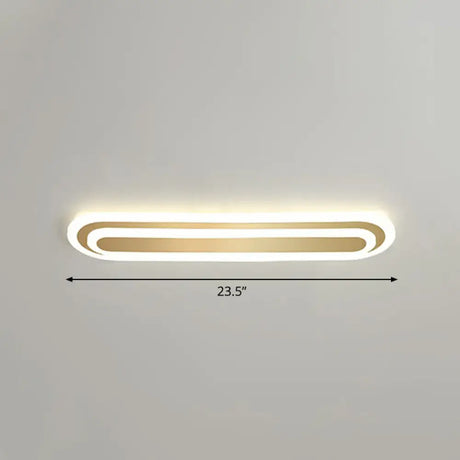 Minimalist Gold Led Ceiling Light For Bedroom - Acrylic Flush Mount Fixture / 23.5’ Remote