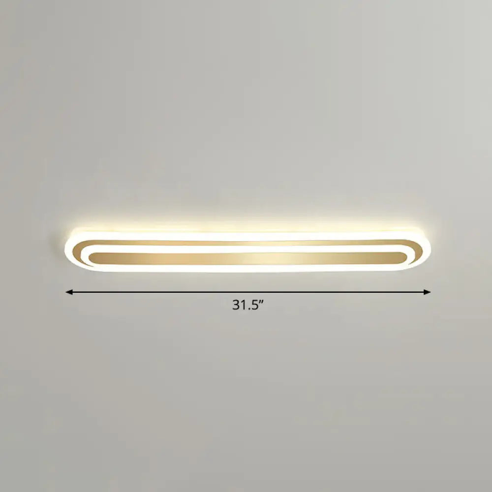 Minimalist Gold Led Ceiling Light For Bedroom - Acrylic Flush Mount Fixture / 31.5’ Remote