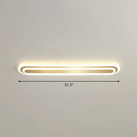 Minimalist Gold Led Ceiling Light For Bedroom - Acrylic Flush Mount Fixture / 31.5’ Warm