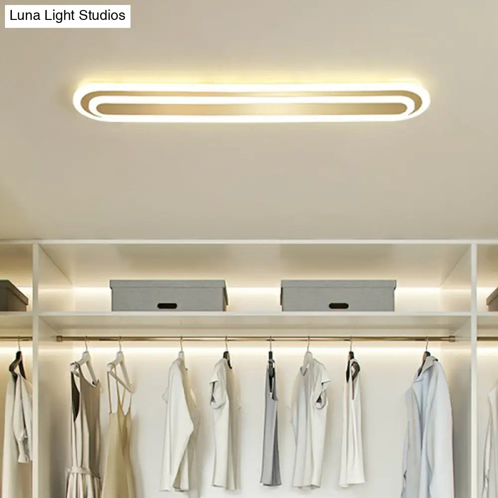 Minimalist Gold Led Ceiling Light For Bedroom - Acrylic Flush Mount Fixture